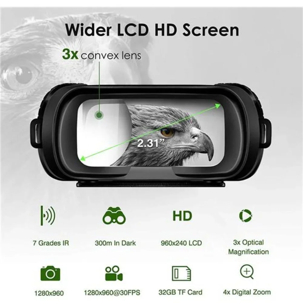 Night Vision and Day Binoculars - Digital Infrared Goggles with 2.5